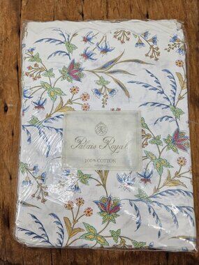 VTG New Palais Royal Cotton Full Queen Flat Sheet Made in France Floral